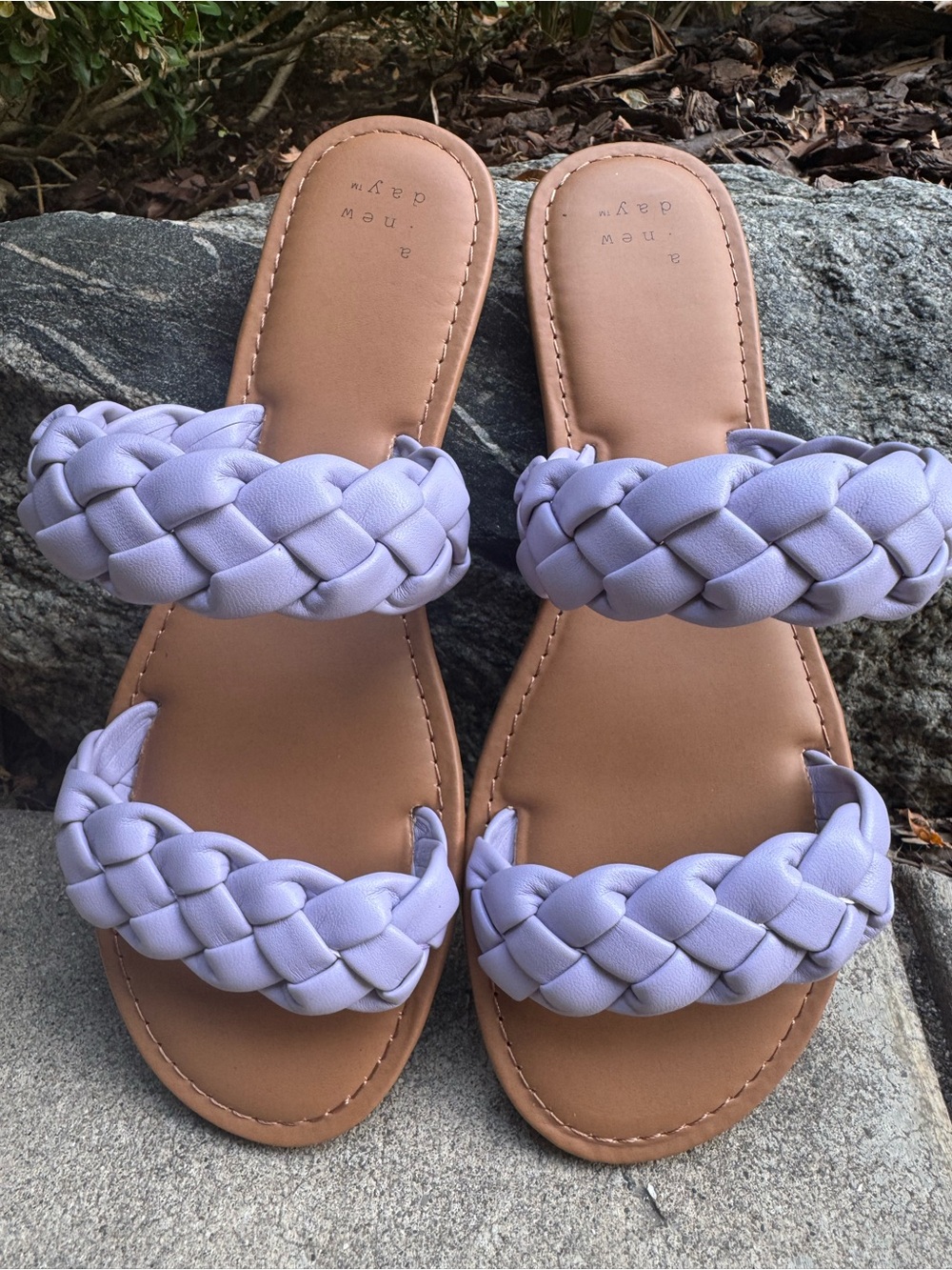 a new day Lilac Braided Double-Strap Slide Sandals Sz 8 NWOT - Picture 5 of 5